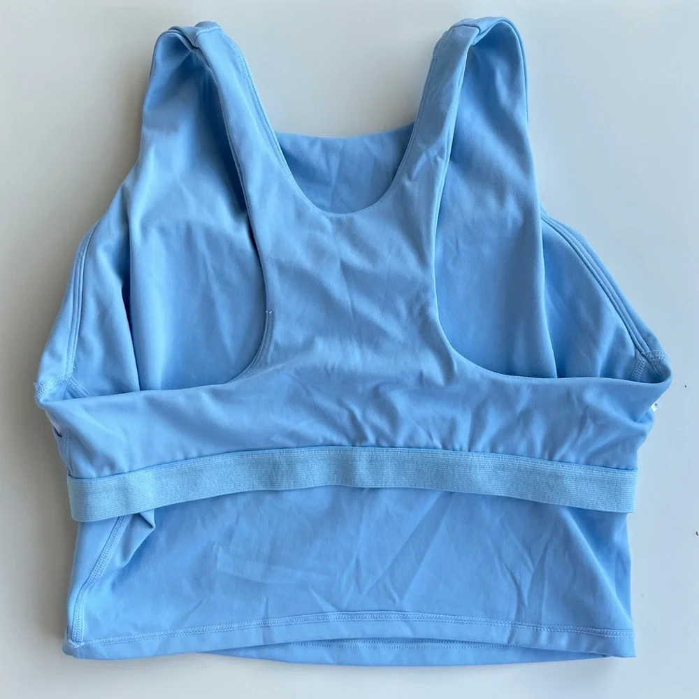 Light Blue Racerback Crop Top Sports Bra in Women's Medium